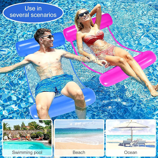 2 st Inflatable Vattenhängmatta, Flytande Sänghängmatta, Uppblåsbar Vattenstol, Simbassänghängmatta, för Sommarfest Simning Strandsemester Vuxna Barn Vattenleksak