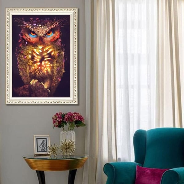 Ugle Diamant Kunst Sæt til Voksne - Diamant Maleri Sæt til Voksne, Begyndere, Seniorer, Fuld Bor, Diamant Kunst Sæt (12\" x 16\")
