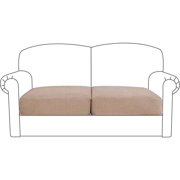 Stretch Putetrekk For Sofa - Møbelbeskytter Med Elastisk Kant - Liten Rutete Elastan Jacquard Stoff (2 Loveseat Putetrekk, Sand)