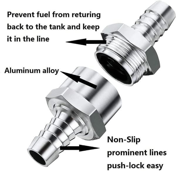 2 st 8 mm backventil, bränslebackventil i aluminium-FM-