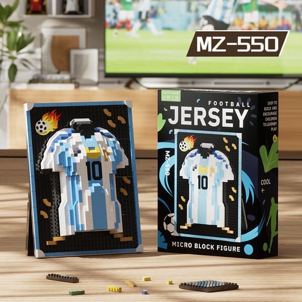 VM Micro Building Blocks Set Tröja Konst Nummer 10 Stativ Ljusblå Gåva [Ho] Ljusblå Tröja Light Blue Jersey