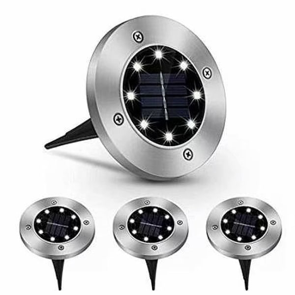 Solblomst 4 stk LED Underjordisk Lys Hvit Lys Solcellelys Plenlys Landskapslys