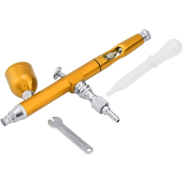 Airbrush Kit, Alsidig Gravity Feed Dual Action Paint Spray Gun Sæt, 7CC Kapacitet, 0,3 mm, Spray Kit Værktøj til tatovering Negle Design, Malekunst (Guld)