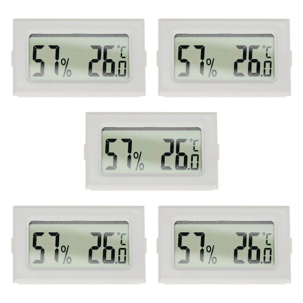 5 st Digital Utomhus Hygrometer Inbyggd Mini Trådlös Digital Hygrometer Vit 4.5X2.5cm White 4.5X2.5cm