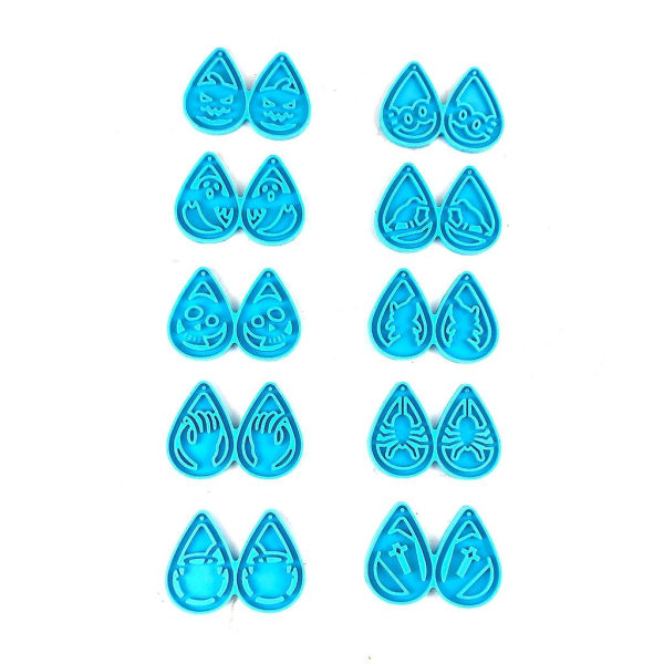 BlueHalloween Series Örhängen Form Nyckelring Dekoration Silikon MaterialBlå