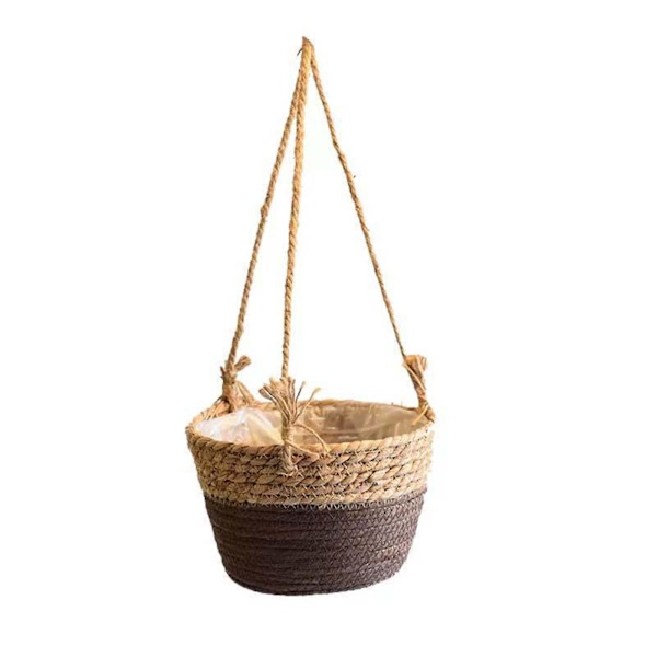 Vägghängande Korgar Hängande Korg Halmvävd Blomkruka Chlorophytum Kreativ Väggmonterad Behållare Rattan