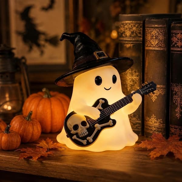2-pack Halloween Ghost Night Light - Wizard Hat Luminous Ornament, Warm Mood Lighting for Bedroom Office Party Decor