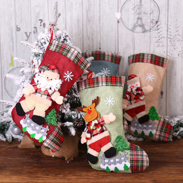Julstrumpa Stor julstrumpa prydnad 16 tums tomte snögubbe Renstrumpa presentpåse för fritidshusdekorRag Snowman