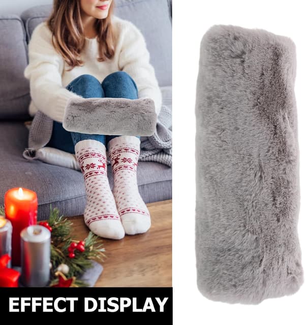 Extended Plush Hand Warmer Sleeve Grey Winter Hand Muff with Cozy Lining