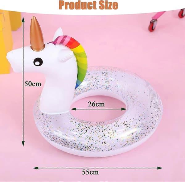 Sommer Oppustelig Badering Pool Float, Oppustelig Pool Float - Søde Glitter Svømmering Rør Strandfest Vandunderholdning