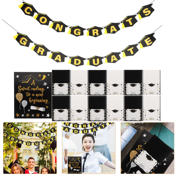 1 Set Graduationsparty Dekoration Hängande Banner Bordsprydnad Party Bakgrund Dekor2 25.5X20.5CM