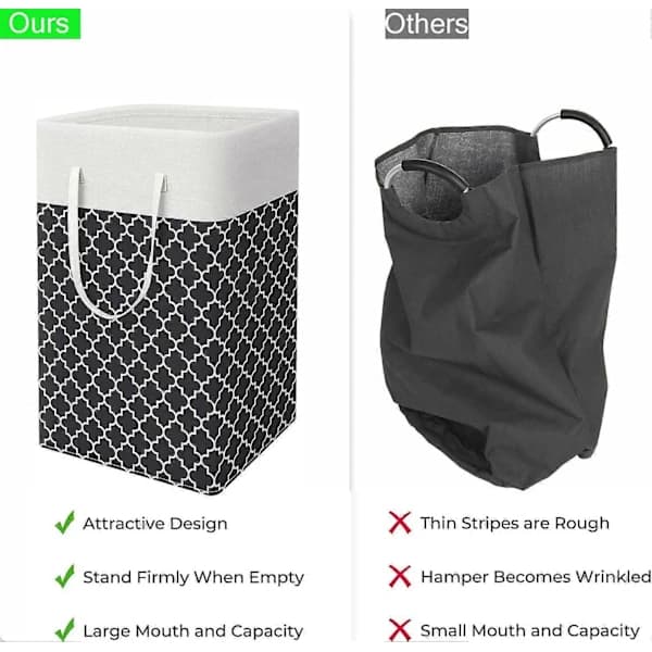 HA~Large Laundry Basket - Freestanding Waterproof Laundry Hamper with Extended Handle - Foldable Tall Laundry Basket