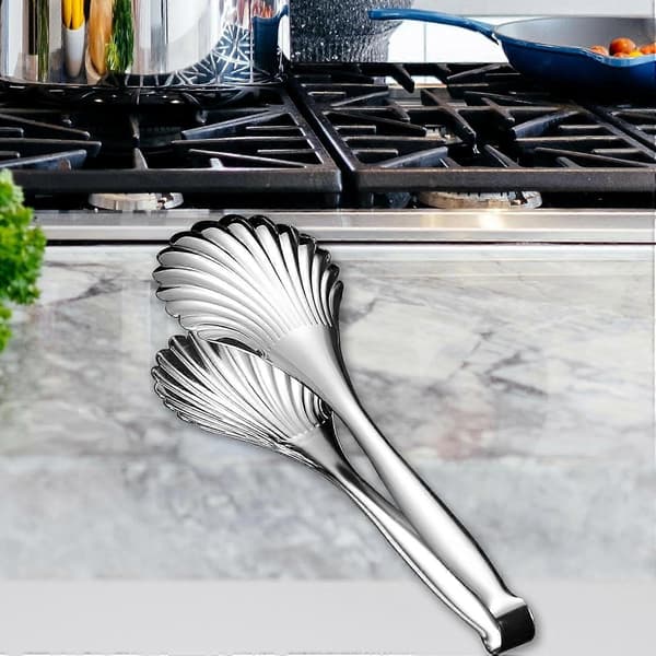 Rustfritt stål skallformet salatkaketang for bakeri og grilling