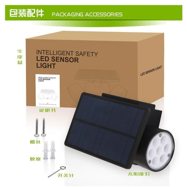 IP65 Waterproof Solar Light Outdoor Motion Sensor Light with 3 Heads Solar Powered Wireless Outdoor Wall Spotlight