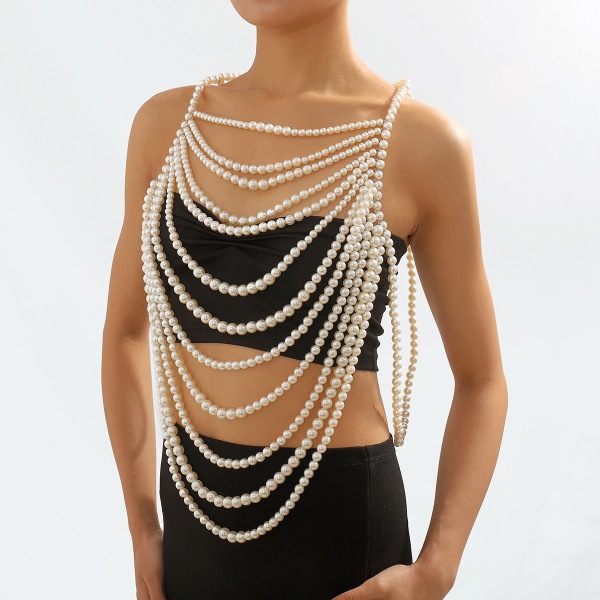 Kvinders Pearl Body Chain BH Sexet Bikini Body Kvinder Sexede Smykker Natbutik Kostume Skulder Body Chain