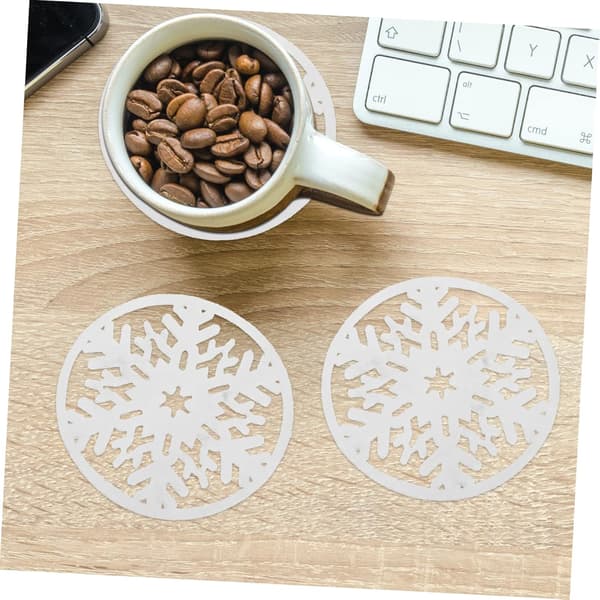 Christmas Snowflake Coasters 6-pack Round Felt Mug Coasters