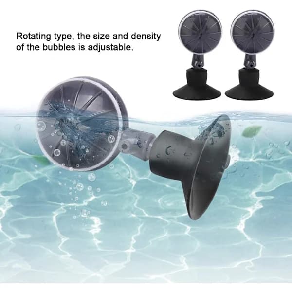 2-pack Justerbara Roterande Luftstenar med Bubblor - Syrediffusor med Sugkoppar - för Akvarier - Hydroponisk Pump