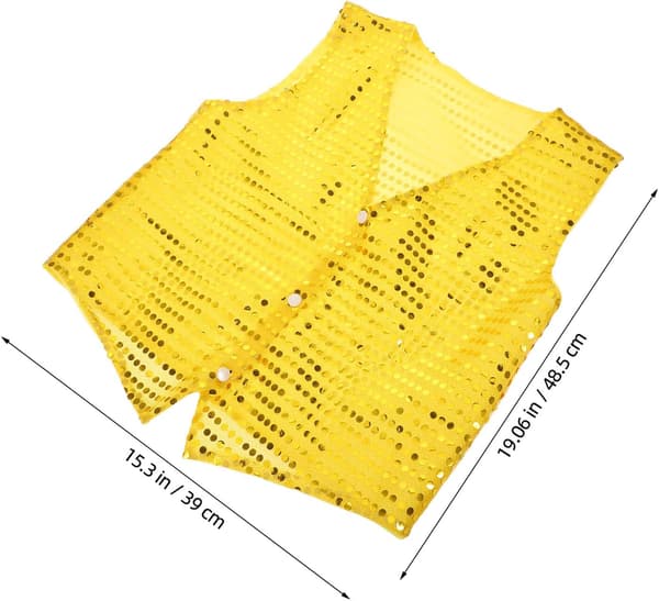 Gul paljettvest for gutter 140 cm – Disco Jazz Danseforestillingsvest