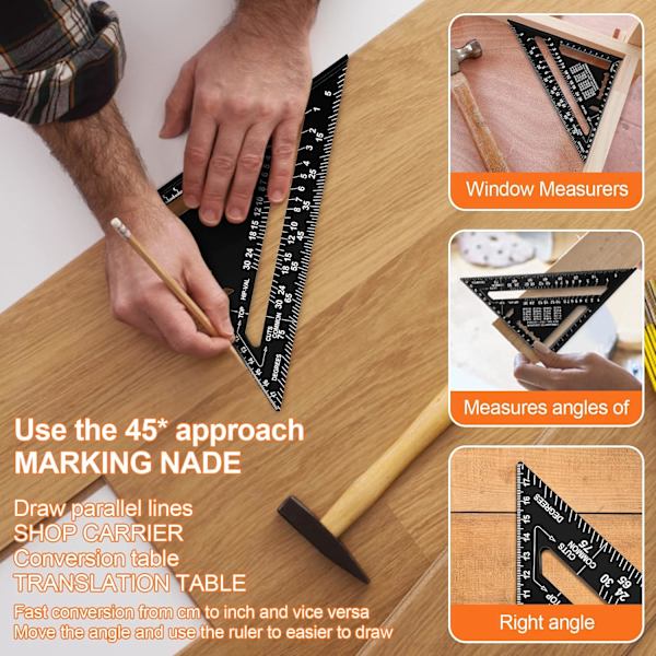 Carpenter's Square, High-Precision Measuring Tool, Scribing Tool for Carpenters, Roofers, Engineers, DIY Tool