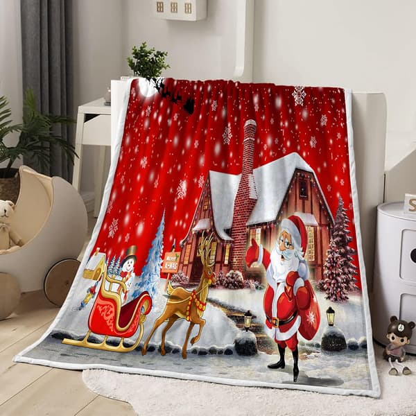 Rødt Santa's Galaxy Snetæppe Sengetøj, Digitaltryk, Blødt M
