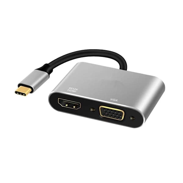 HA~2-i-1 USB Typ C Hub 4K HDMI & VGA Port Displayadapter Splitter