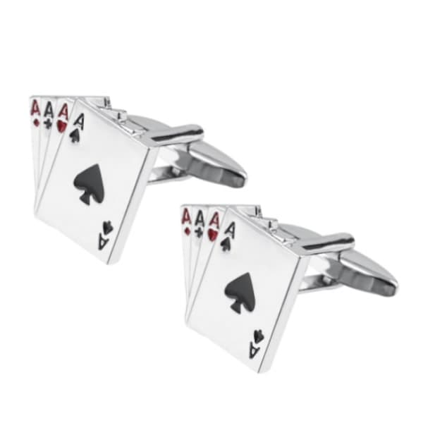 2-pack manschettknappskort Ess, Spader, Ruter, Hjärter, Klöver, S