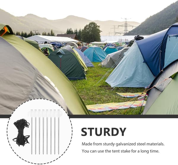 1 sett kraftige teltplugger for camping, strand og plen, bærbare
