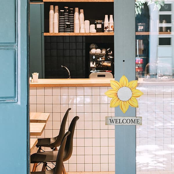 Sunflower Welcome Sign Wooden Wall Decoration with Easy Installation and Sturdy Robust Material