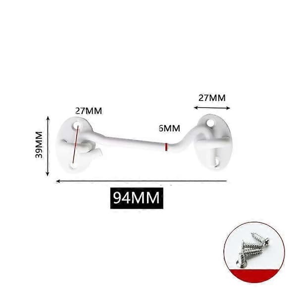 2-pack Stormkrokar, rostfritt stål med ögla, för dörr, garage, fönster, stuga, dörr (94 mm, vit) [DB]