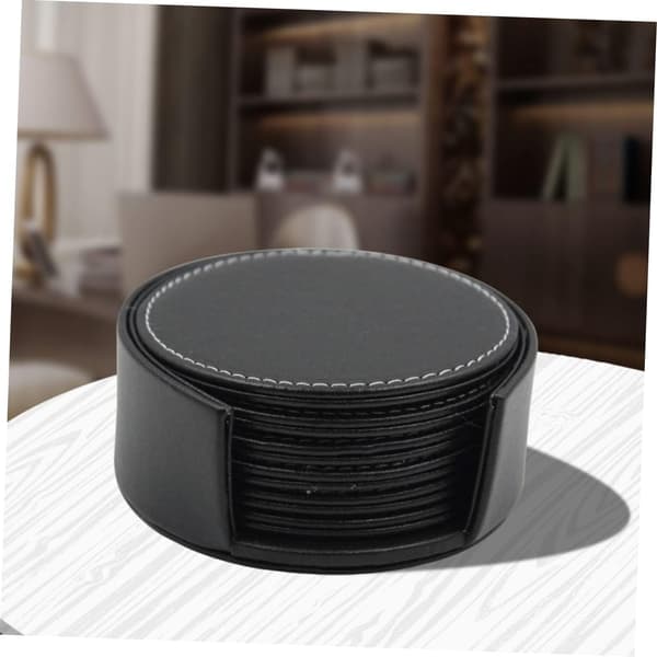 Modern Coaster Set 6 PU Leather Coasters Mug Holder Stain Resistant Easy to Clean for Coffee Table