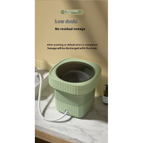 Vihreä Mini Kannettava Pesukone, 6 L, Mini Pesukone ja Kuivausrumpu Yhdistelmä, Taitettava Vauvan Vaatteille tai Sukille