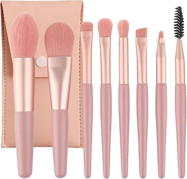 Professional Makeup Brushes Set Mini Makeup Brushes 8pcs Portable Makeup Kit Premium Makeup Brushes Kit with PU Leather Bag