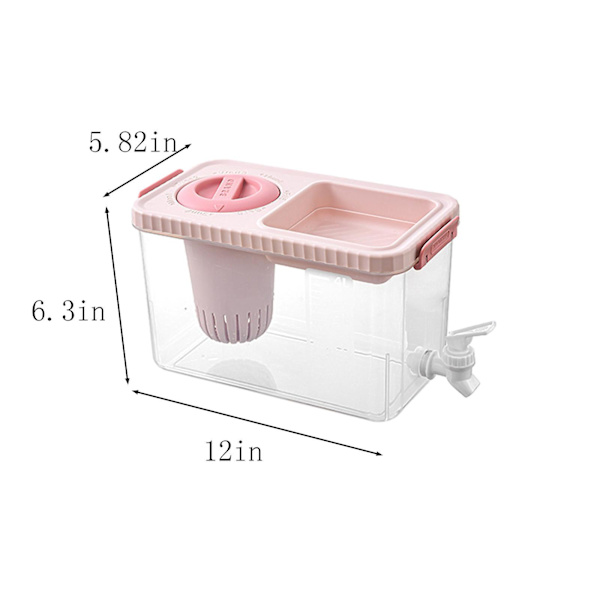 4L Stor Kapacitet Plastik Drikkedispenser, Drikkedispenser Med Hane Is Limonade Juice Beholder Pink