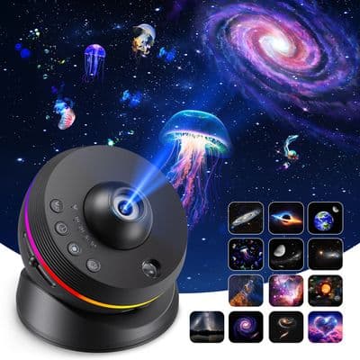 Starry Sky Projector, 13-in-1 Planetarium Projector, 360° Rotating 4K HD Galaxy Projector with Timer, Dynamic Meteor