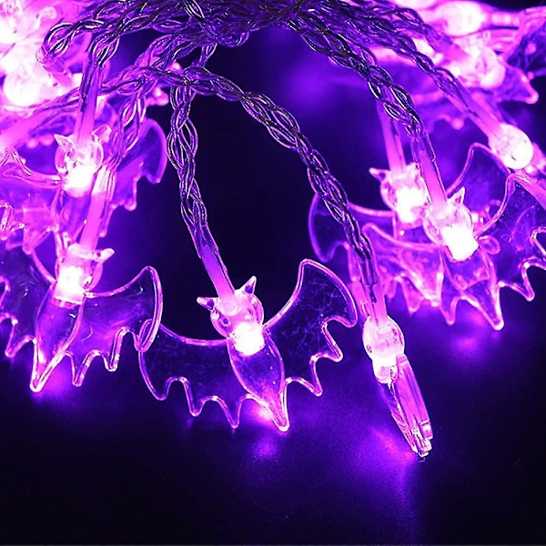 Halloween-valosarjat - Vedenpitävät Violetit Lepakkovalosarjat - Paristoilla Toimivat Halloween-koristevalot Puutarhaan, Kotiin, Juhliin ja Festivaaleille