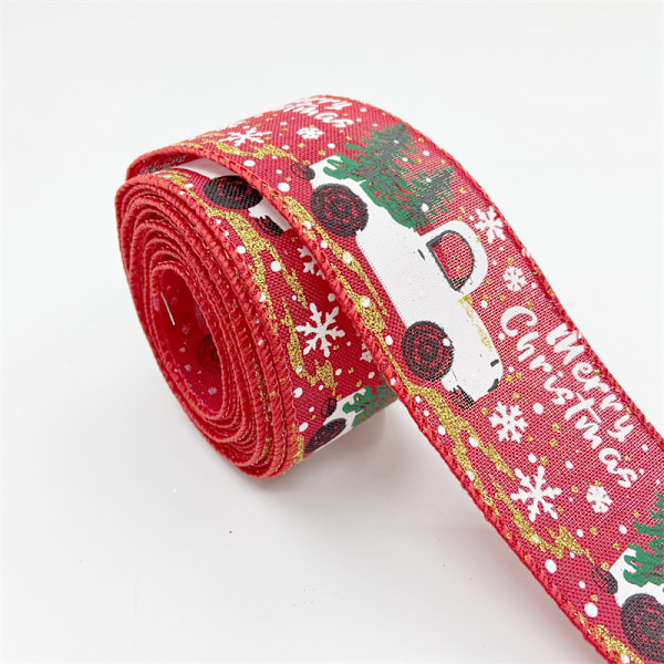 3 Ruller Julebånd med Tråd 2’’ x 5,5 Yards, Julebånd til Kranser Bøjler DIY Håndværk 2 tommer Bredt Julebånd med Tråd