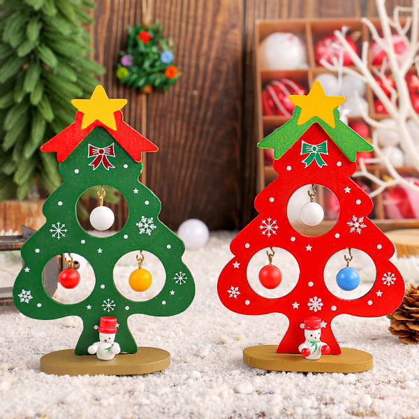 2 stk Juletræ Bordpynt Julefest Dekoration Juleferie Bordpynt p Ornament Træ
