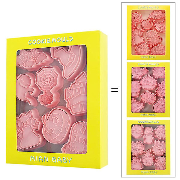24 Pakke Cookie Udstikkere Cookie Udstikkere Cookie Stempler Tegneserie Halloween Kollektion