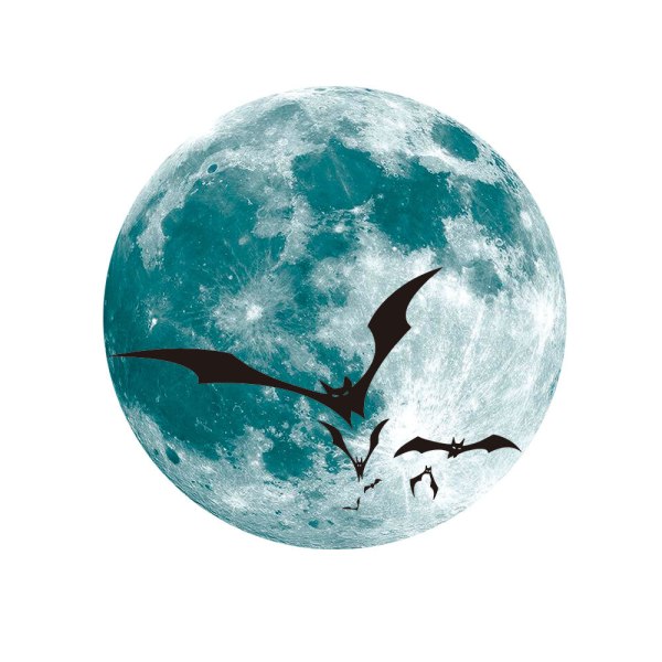 2pcsDecal Decorative Patch Wall Paper Wallpapers Bat Moon Halloween Moon Decals Night Moon Wallpaper Halloween Wall Stic