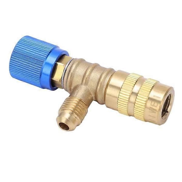 Kjølemiddeladapter 1/4' Gjenge Messing Sikkerhetsadapter for Kjølemiddelfyllingsventil for