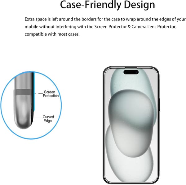 3-pack - Tempered Glass Screen Protector for iPhone 15