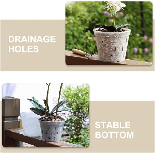 5 sæt orkidépotter med underskåle, åndbare potter med slidser til udendørs have, blomsterbeholder