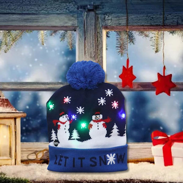 LED Julemandshue Lysende Strikket Lysende Snemandshue Unisex Beanie