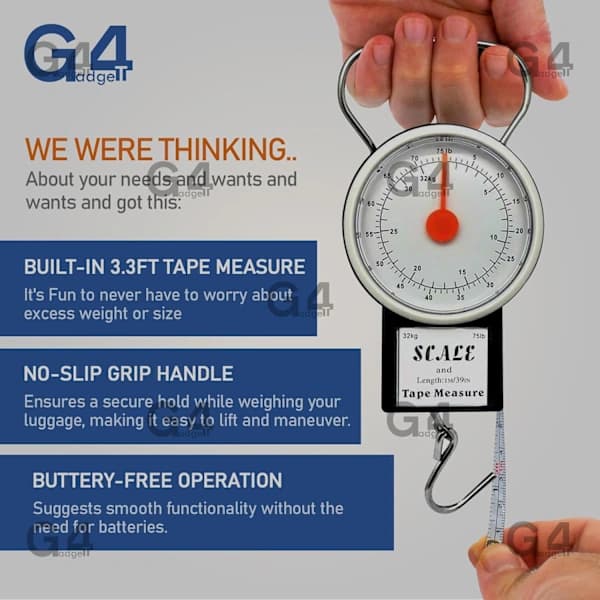 HA~Ny Portable Suitcase Luggage Scale Hook Weight Scale Handheld Compact 32 KG