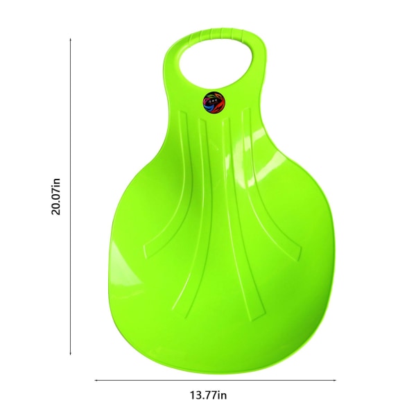 Bærbar Ski-brett i Plast for Vinter-Ski, Slitesterk Snø-Sledebrett med Stort Håndtak for Barn Green