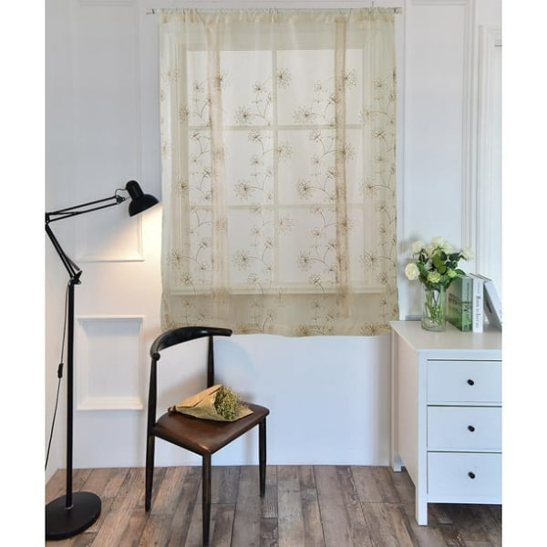 Bindbare Gardiner Broderet Blomster Voile Køkken Gardin Bundet Blomster Bindbare Gardiner-117*160cm