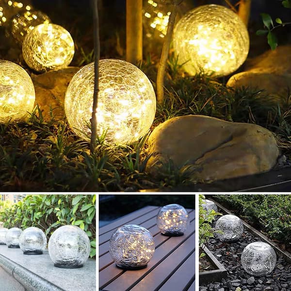 1 pakke LED julekrakelerede kugle solcellelamper 1 stk 1pc