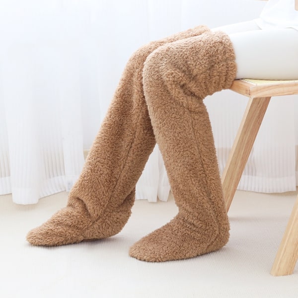 Plysj over kne Sokker Tykke myke benvarmere Sokker for kvinner