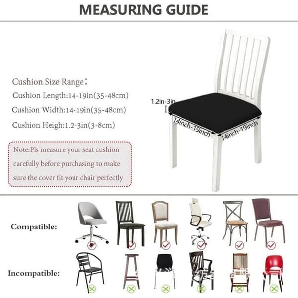 Waterproof, stretchy, non-slip dining chair cover, jacquard checkered pattern, washable, cream beige 35x35 cm