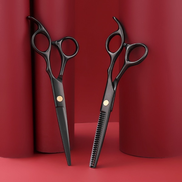 Hårklippesaks Sæt med Razor, Læder Saks Etui, Barber Hårklippesaks Hår Tynding/Teksturering
